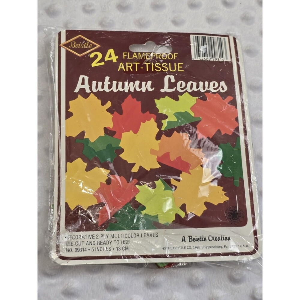 Vintage Beistle Autumn Leaves Halloween Crafts 1987 Art Tissue Paper New 2 Ply